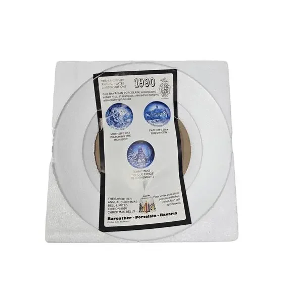 1990 BAREUTHER Christmas Plate The Old Forge In Rothenberg Vintage German Decor - Picture 3 of 9